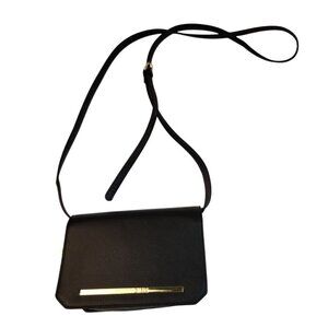 Steve Madden Black Faux Leather Mini Crossbody Bag With Gold Zipper Accents & Ad